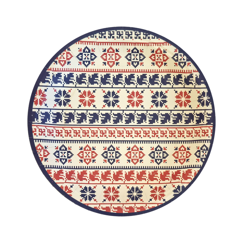 Red & Navy 'Palestinian Tapestry' Disposable Paper Plate & Cup Set