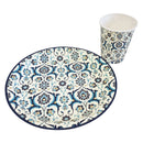 Blue & White Turkish Ottoman Style Disposable Paper Plate & Cup Set