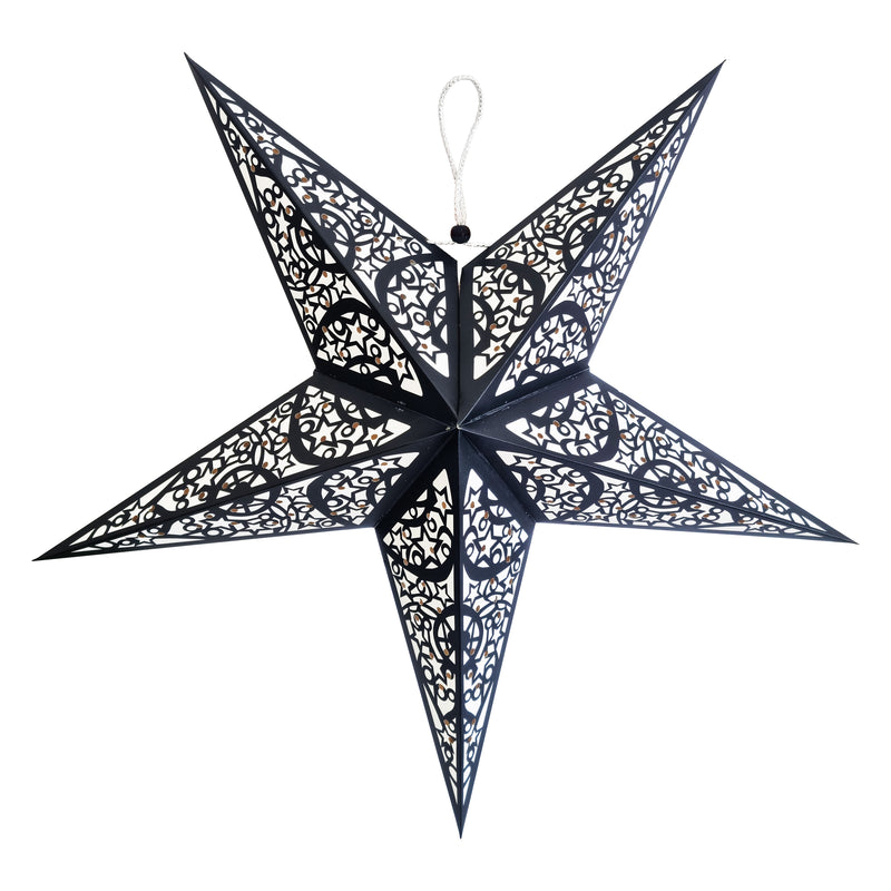 Pack of 2 Large Black & White Paper Hanging Star Eid & Ramadan Decorations