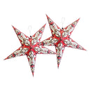 Pack of 2 Large Red & Brown Paper Hanging Star Eid & Ramadan Decorations