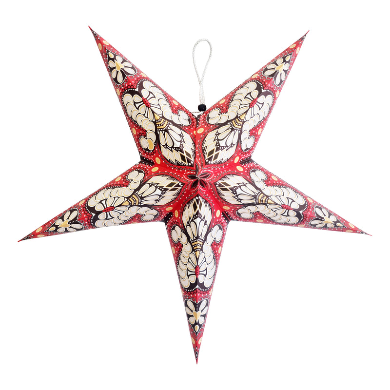 Pack of 2 Large Red & Brown Paper Hanging Star Eid & Ramadan Decorations