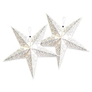 Pack of 2 Large White & Glitter Silver Paper Hanging Star Eid & Ramadan Decorations