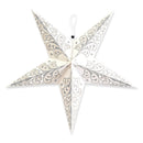 Pack of 2 Large White & Glitter Silver Paper Hanging Star Eid & Ramadan Decorations