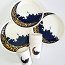 White, Black & Gold 'Metallic Moon & Skyline' Disposable Paper Plate & Cups