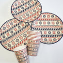 Red & Navy 'Palestinian Tapestry' Disposable Paper Plate & Cup Set