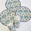 Blue & White Turkish Ottoman Style Disposable Paper Plate & Cup Set