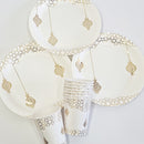White & Gold 'Geometric Lantern' Disposable Paper Plate & Cup Set