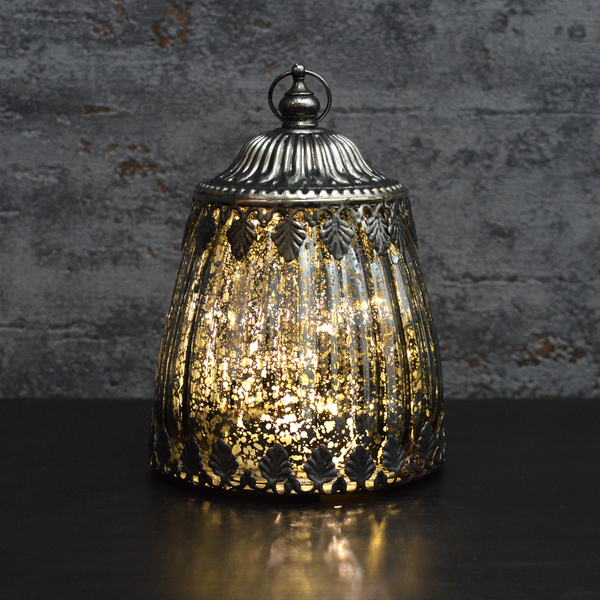 Pewter Glass LED Lantern Candle (24482)