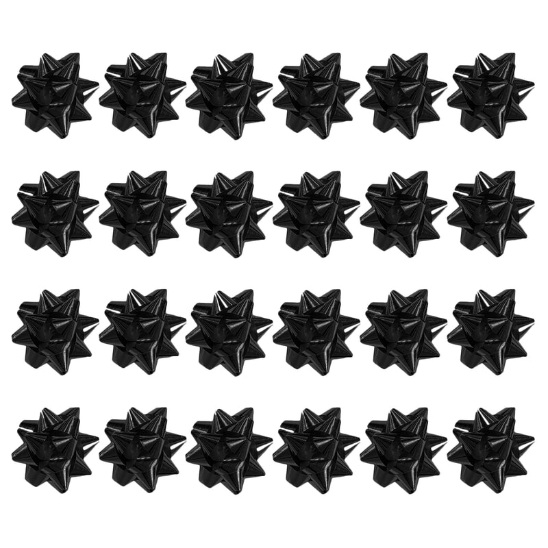 Pack of 24 Mini Black Self Adhesive Plastic Gift Bows - 4cm