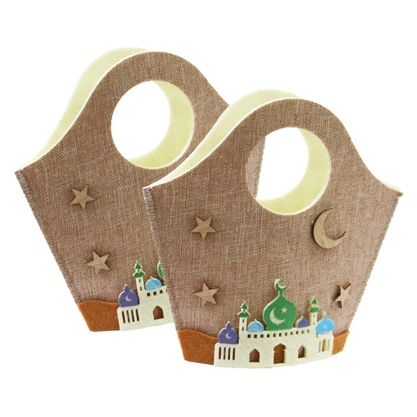 Hessian Felt Moon, Star & Mosque Gift Pouch (Pack of 2)