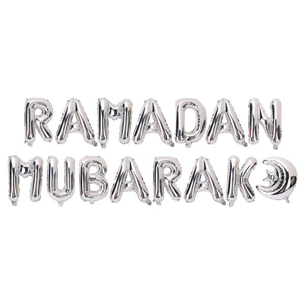 Silver 'Ramadan Mubarak' Foil Letter Balloons