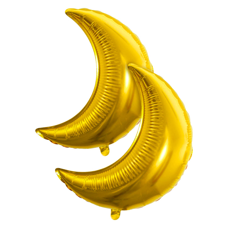 Pack of 2 Jumbo Gold Crescent Moon Eid & Ramadan Foil Balloon