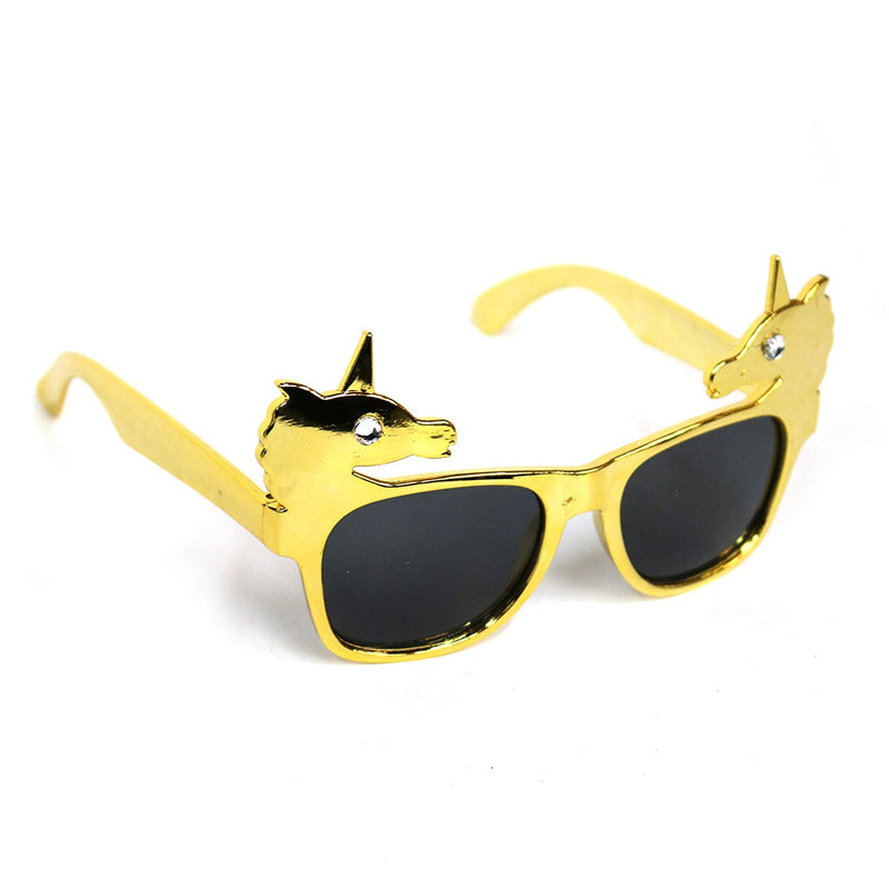 Gold Unicorn Novelty Fancy Dress Glasses