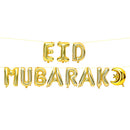 Red Plate Multicolour Tableware & Gold Eid Mubarak Foil Balloons Set