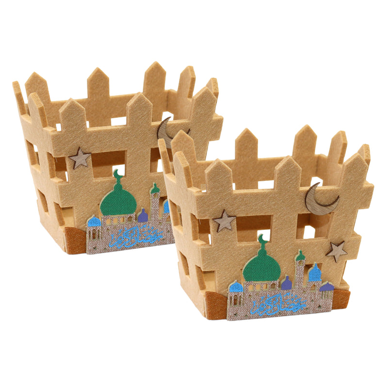 Beige Felt Moon, Star & Mosque Gift Baskets (Pack of 2)