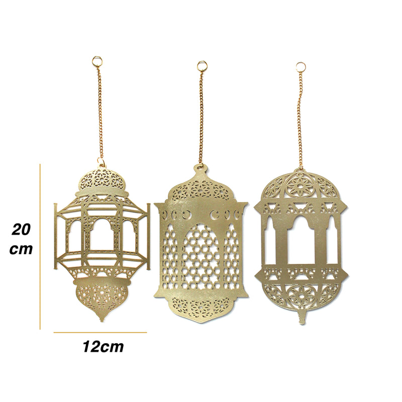Gold Wooden Ramadan / Eid Hanging Lantern Hanging Decorations