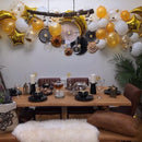 Set of 8 Gold & Black Eid & Ramadan Hanging Concertina Fan Decorations