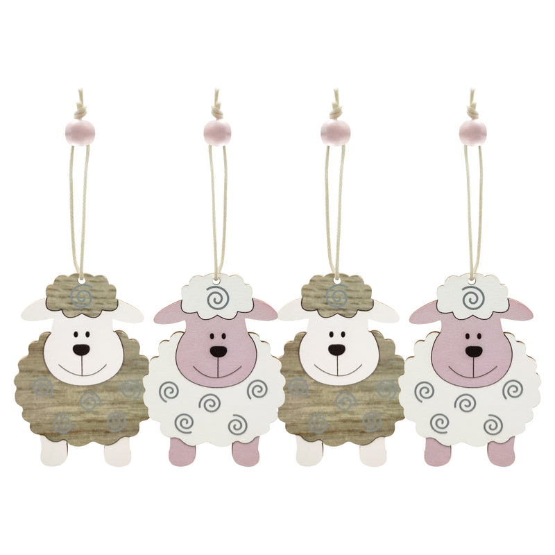 Pack of 4 Eid al-Adha Wooden Sheep Hanging Decorations