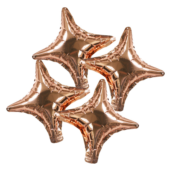 Pack of 4 Rose Gold 4 Point Mini Star Eid & Ramadan Foil Balloon (20cm)