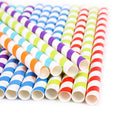 Jumbo Wide Multicolour Stripy Hard Rigid Drinking Straws