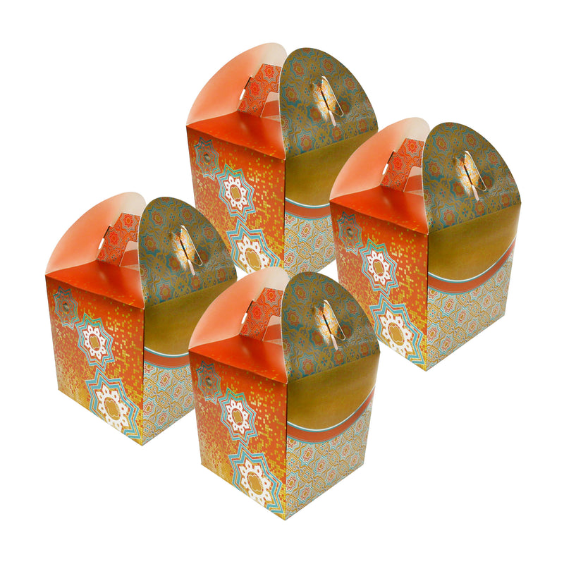 Eid/Ramadan Large Gift & Treat Celebration Boxes - Gold/Orange/Teal (4 Pack)