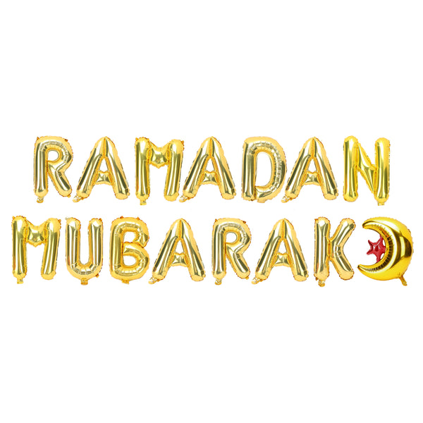 Gold 'Ramadan Mubarak' Foil Letter Balloons