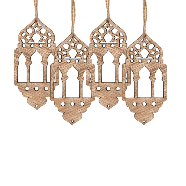 Small Natural Wooden Ramadan / Eid Hanging Lantern Hanging Decorations
