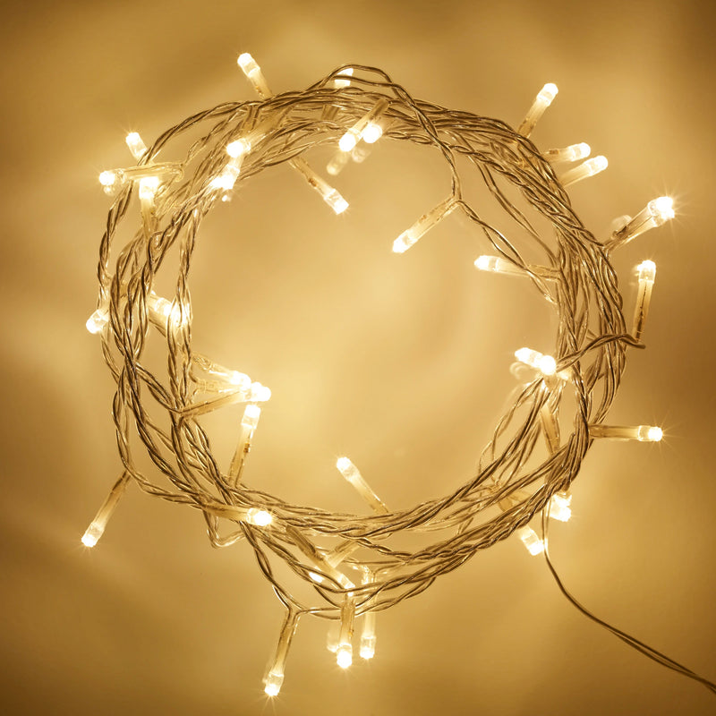 50x LED Warm White Eid / Ramadan Indoor Fairy Lights on Clear Cable