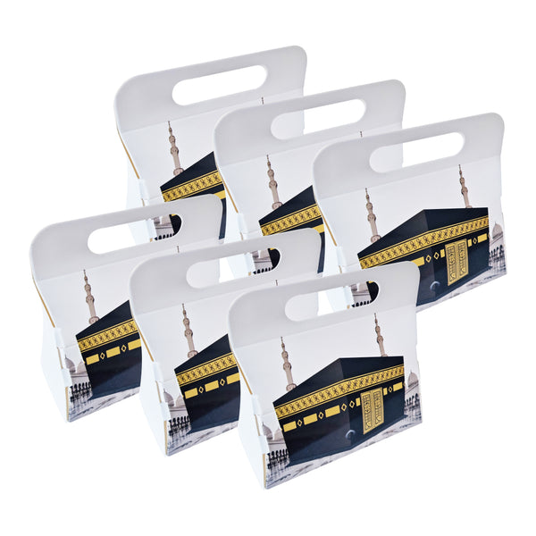12 White Kaaba Mecca Small Favour Boxes with Handles