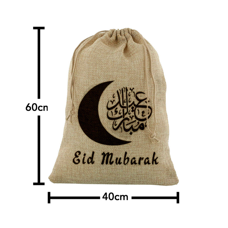 Medium Eid Mubarak Moon & Arabic Gift Sack (60x40cm)