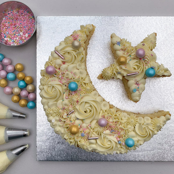 2pc XL (25cm) Crescent Moon & Star Cake / Pastry Dessert Cutter / Shaper Set