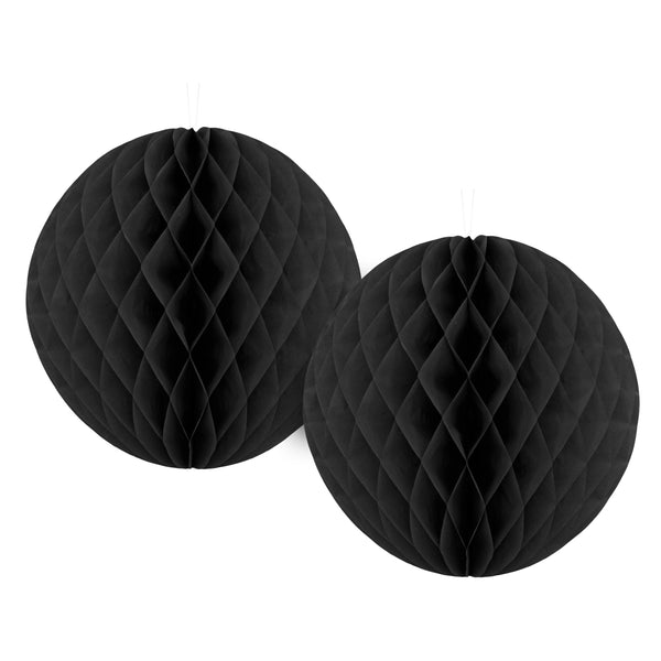 Pack of 2 Black Paper Hanging Honeycomb Sphere Balls Eid Party Decoration