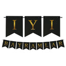 Turkish İyi Bayramlar Black Dovetail Gold Letter Card Bunting - 2 meters