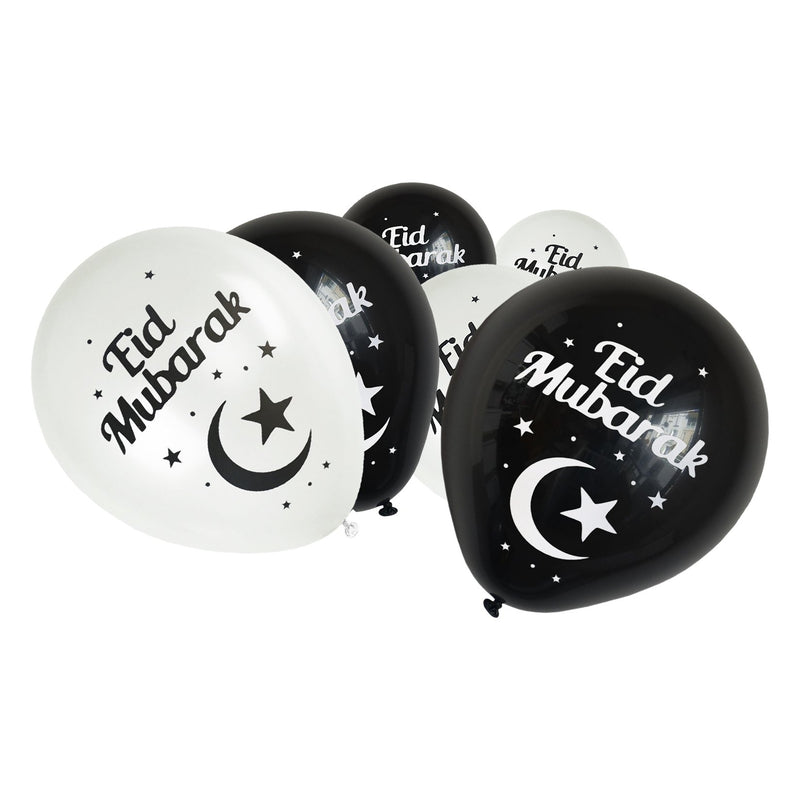 Black & White 'Eid Mubarak' Wooden Sign, Bunting & Balloon Set 38/21