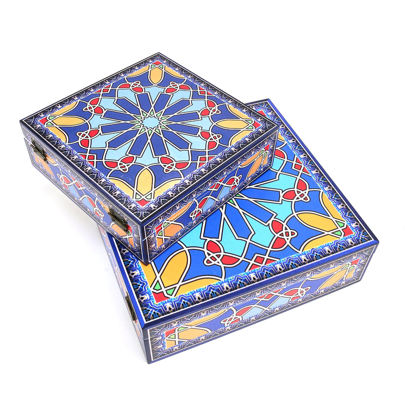 Medium & Large Blue Wooden Hinged Display Box