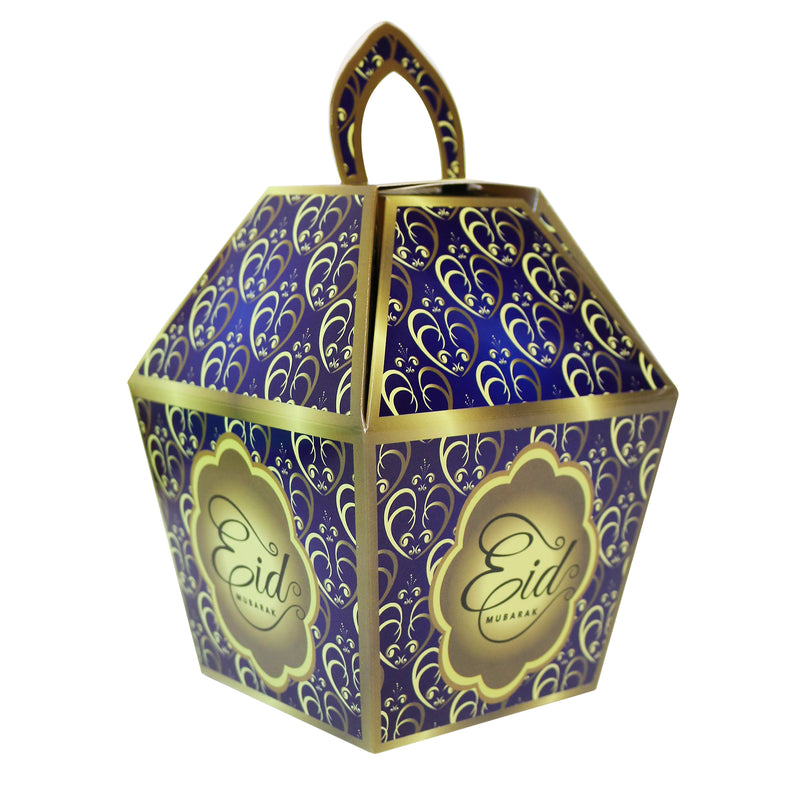 Eid Mubarak/Ramadan Gift & Treat Celebration Boxes - Blue & Yellow Heart Design Box 12