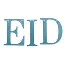 Blue Glitter Letter Eid Mubarak Hanging Bunting Decoration - 2 meters