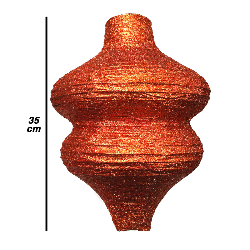 Pack of 2 Ornate Glitter Paper Hanging Lantern Decorations - Copper