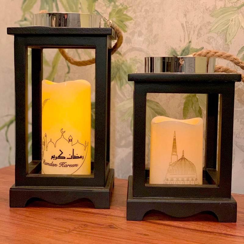 Wooden Artificial Mosque Candle Decoration - Medium
