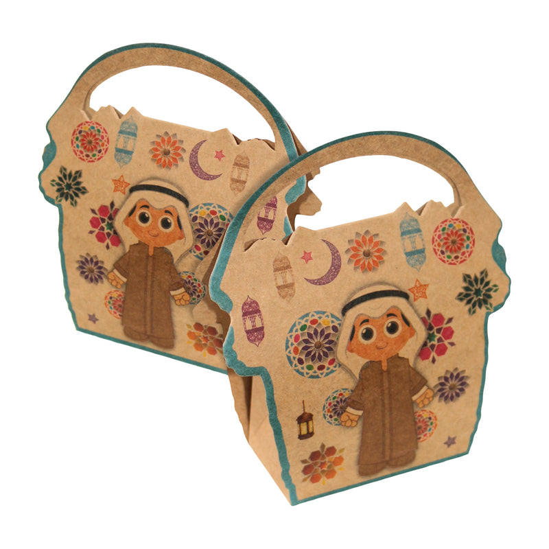 Boys Brown Eid Mubarak Gift Favour Boxes (6 or 12 Pack)