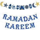 Gold & Blue Ramadan Kareem Islamic Shaped Card Bunting - 3 Metres
