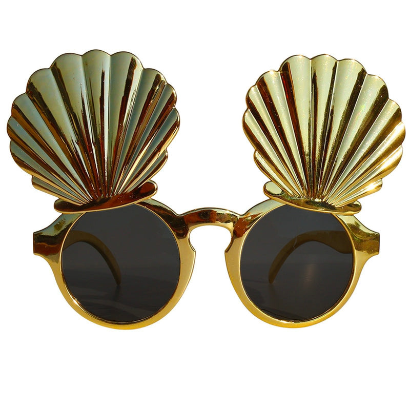 Gold Clam Shell Novelty Fancy Dress Glasses