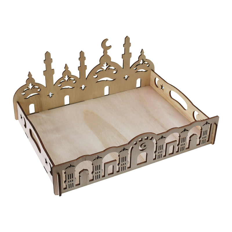 Wooden Mosque Design Self-Assembly Iftar Serving Tray