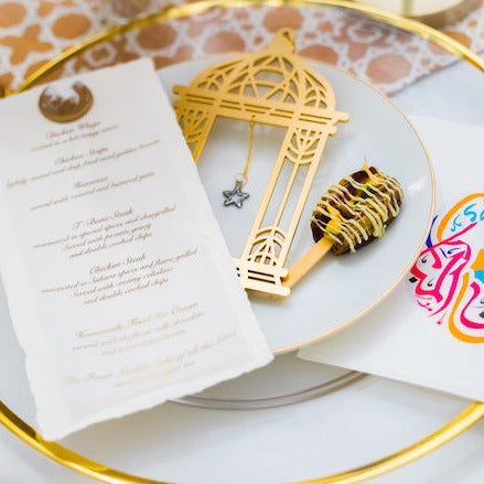 Set of 2 Gold Wooden Ramadan / Eid Lantern Hanging Decorations