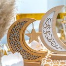 Natural Wooden Moon Ramadan Kareem Table Centre Decoration