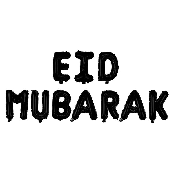 Black 'Eid Mubarak' Foil Letter Balloons