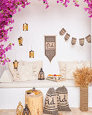 Geometric 'Eid Mubarak' Natural Hessian Pennant Bunting - 2m