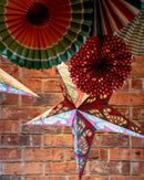 Pack of 2 Pink & Turquoise Large Paper Hanging Star Eid Decoration