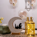 Wooden Crescent Moon & Praying Woman Silhouette Table Centre Decoration