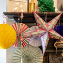Set of 8 Assorted Pastel Concertina Paper Fan Hanging Decorations